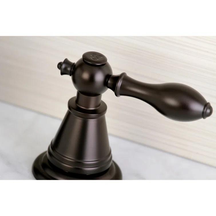 Kingston Brass English Classic Two-Handle 3-Hole Deck Mount Widespread Bathroom Faucet with Pop-Up Drain