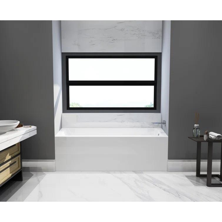 Kingston Brass Aqua Eden 66-Inch Acrylic Rectangular 3-Wall Alcove Tub