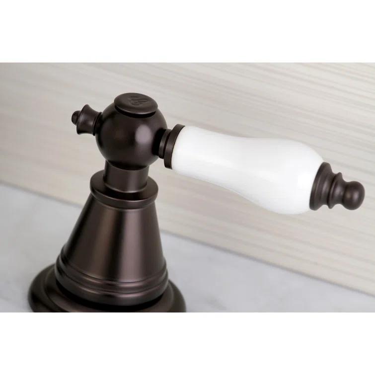 Kingston Brass English Classic Two-Handle 3-Hole Deck Mount Widespread Bathroom Faucet with Pop-Up Drain