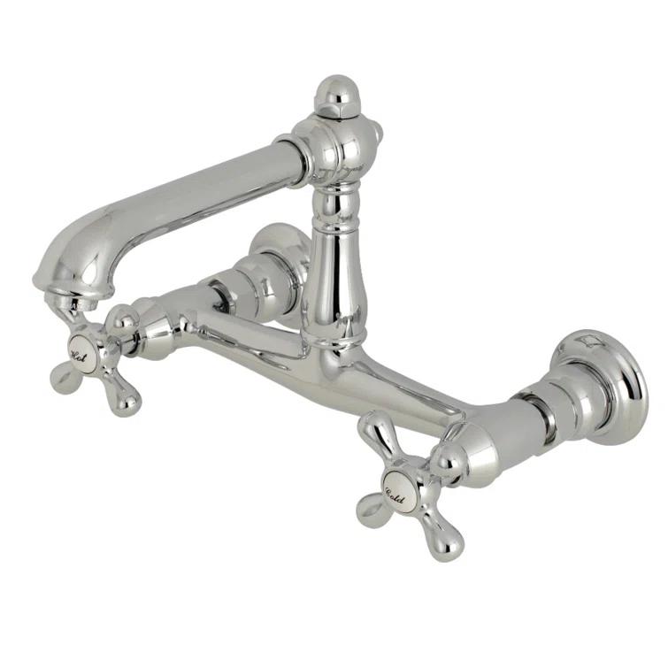 Kingston Brass English Country Two-Handle 2-Hole Wall Mount Bathroom Faucet