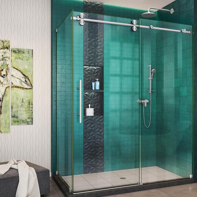 Enigma-XO Single 60.37" W x 34.5" D x 76'' H Frameless Shower Enclosure