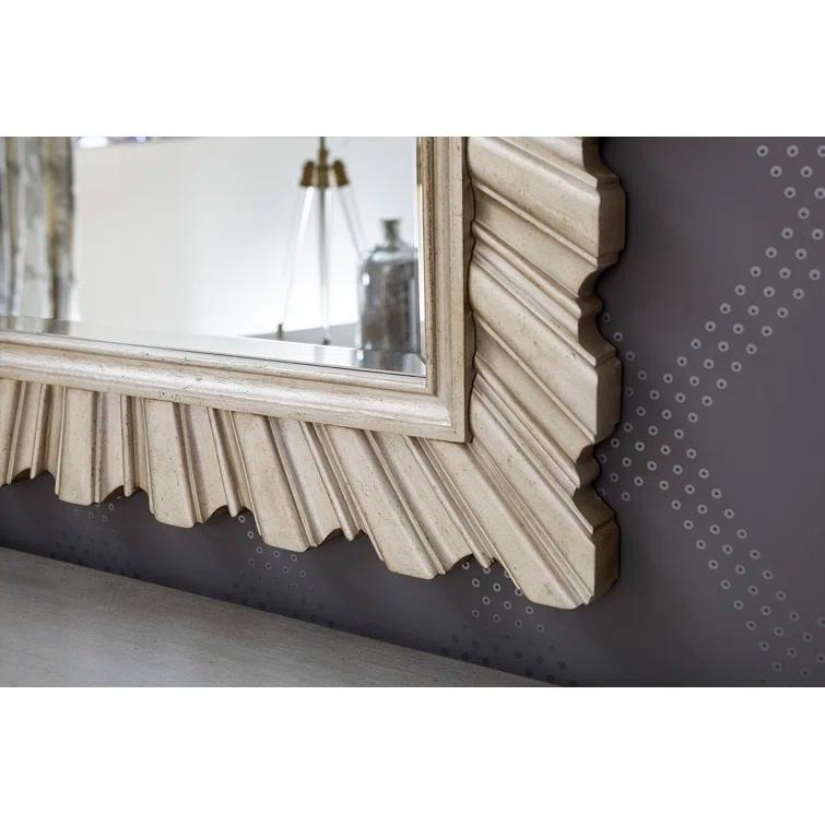 Starlite 42" Square Wood Wall Mirror with Silver Bezel and Gold Accents