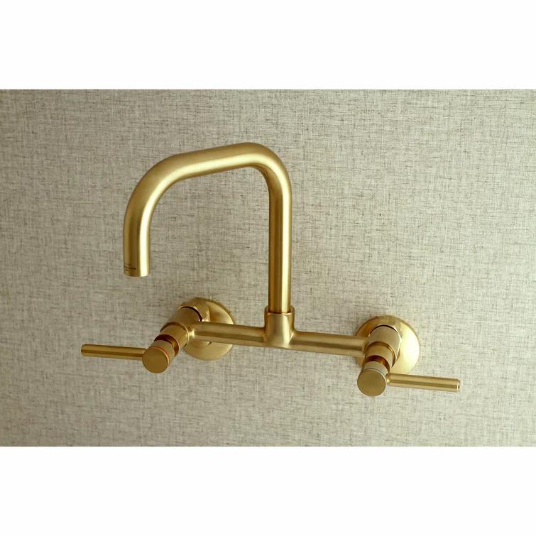 Kingston Brass Concord Double-Handle 2-Hole Wall-Mount Bridge Kitchen Faucet