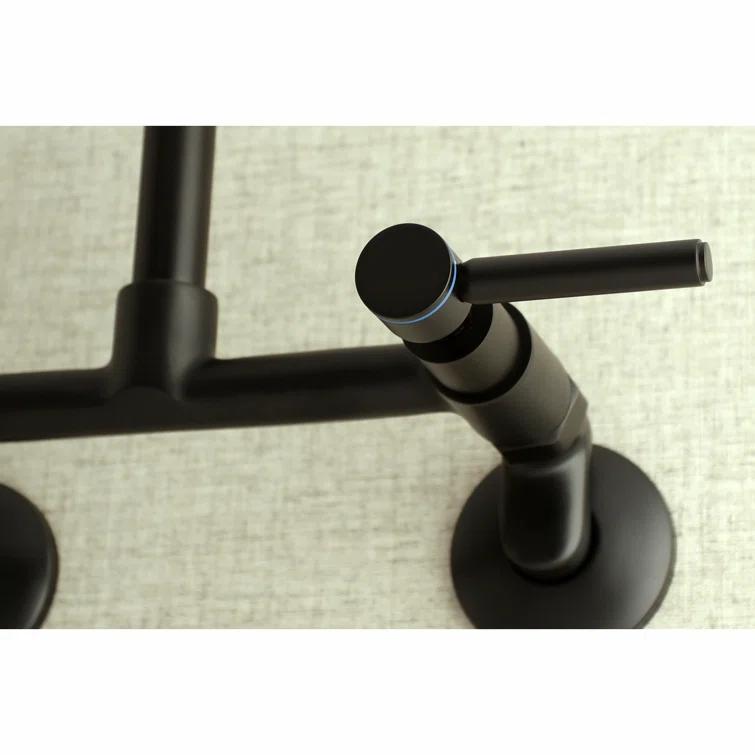 Kingston Brass KS813MB Kingston Brass Concord Double-Handle 2-Hole Wall-Mount Bridge Kitchen Faucet
