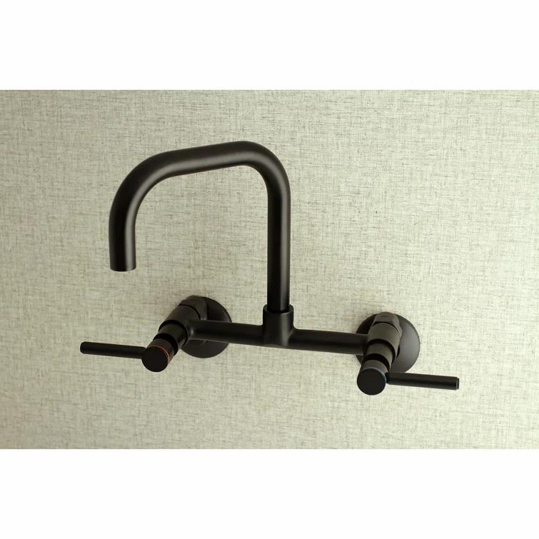 Kingston Brass KS813MB Kingston Brass Concord Double-Handle 2-Hole Wall-Mount Bridge Kitchen Faucet