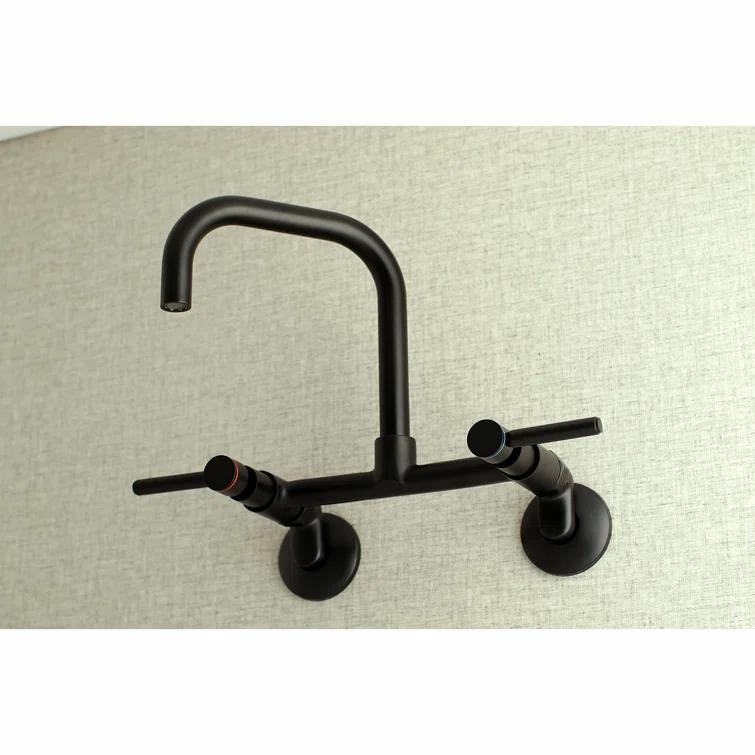 Kingston Brass KS813MB Kingston Brass Concord Double-Handle 2-Hole Wall-Mount Bridge Kitchen Faucet