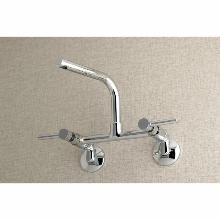 Kingston Brass KS812PN Kingston Brass Concord Double-Handle 2-Hole Wall-Mount Bridge Kitchen Faucet