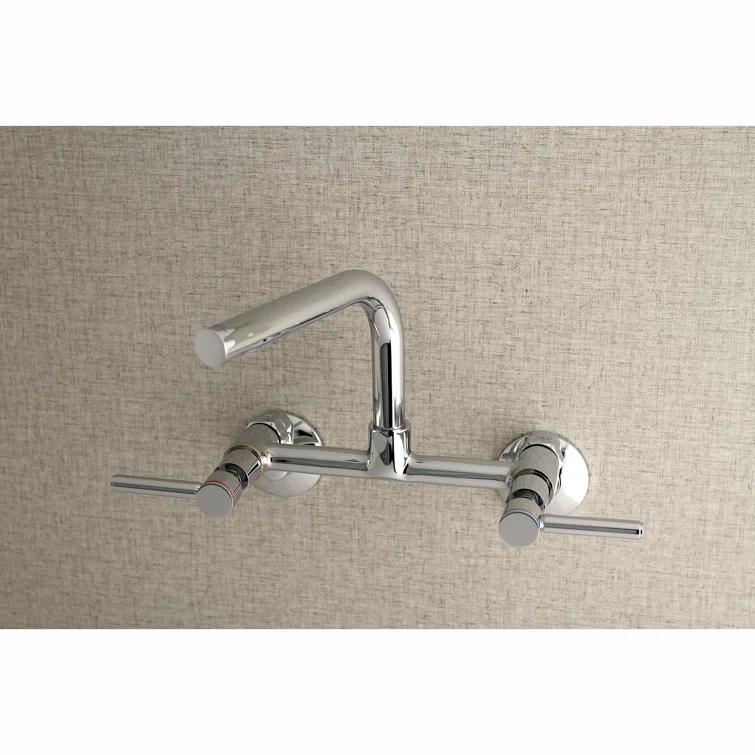 Kingston Brass KS812PN Kingston Brass Concord Double-Handle 2-Hole Wall-Mount Bridge Kitchen Faucet