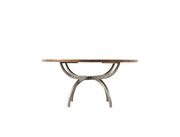 Theodore Alexander Echoes Round Solid Wood Top Metal Base Dining Table