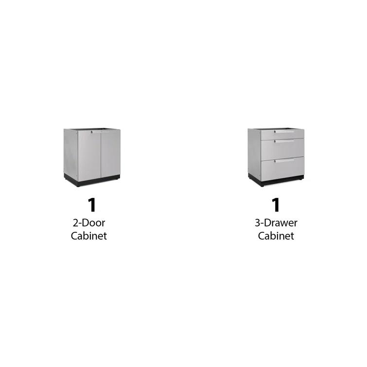 Outdoor Kitchen Stainless Steel 64" W x 24" D x 36.5" H 2-Piece Modular Cabinet Set