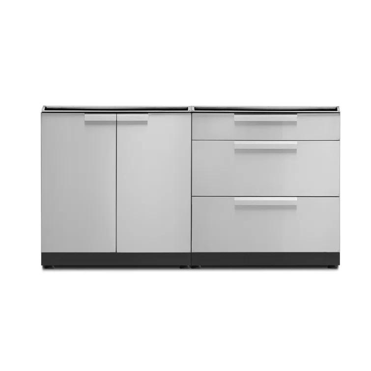 Outdoor Kitchen Stainless Steel 64" W x 24" D x 36.5" H 2-Piece Modular Cabinet Set