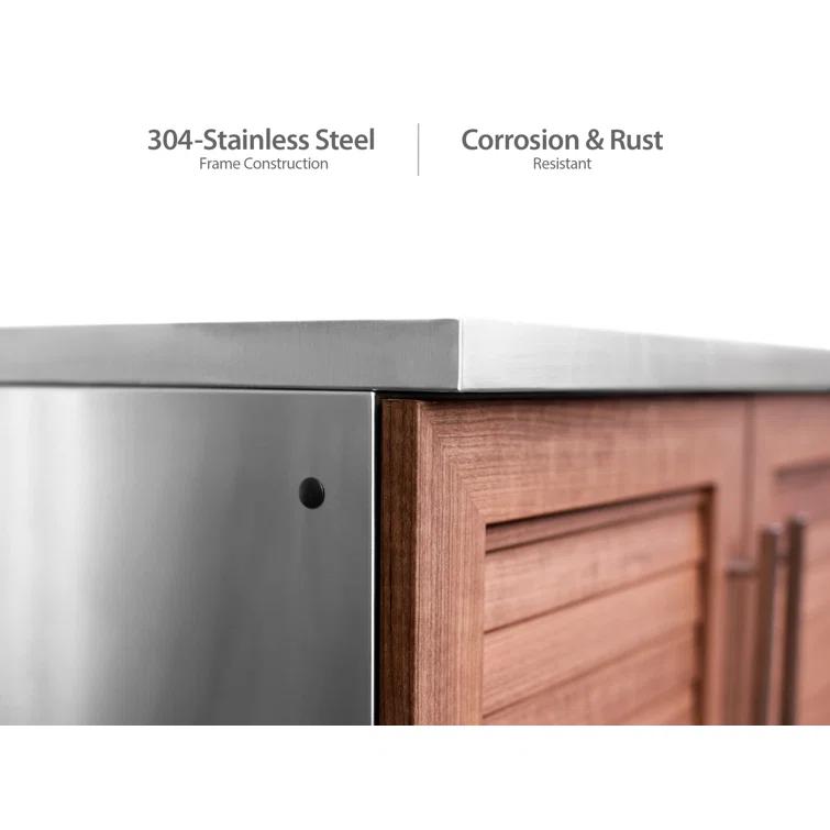 Outdoor Kitchen Stainless Steel 64" W x 24" D x 36.5" H 2-Piece Modular Cabinet Set