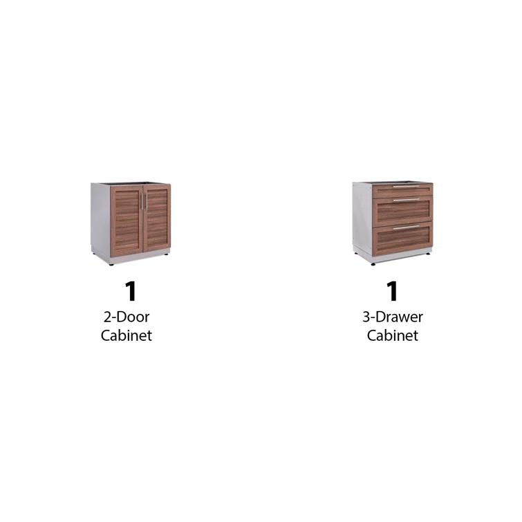Outdoor Kitchen Stainless Steel 64" W x 24" D x 36.5" H 2-Piece Modular Cabinet Set
