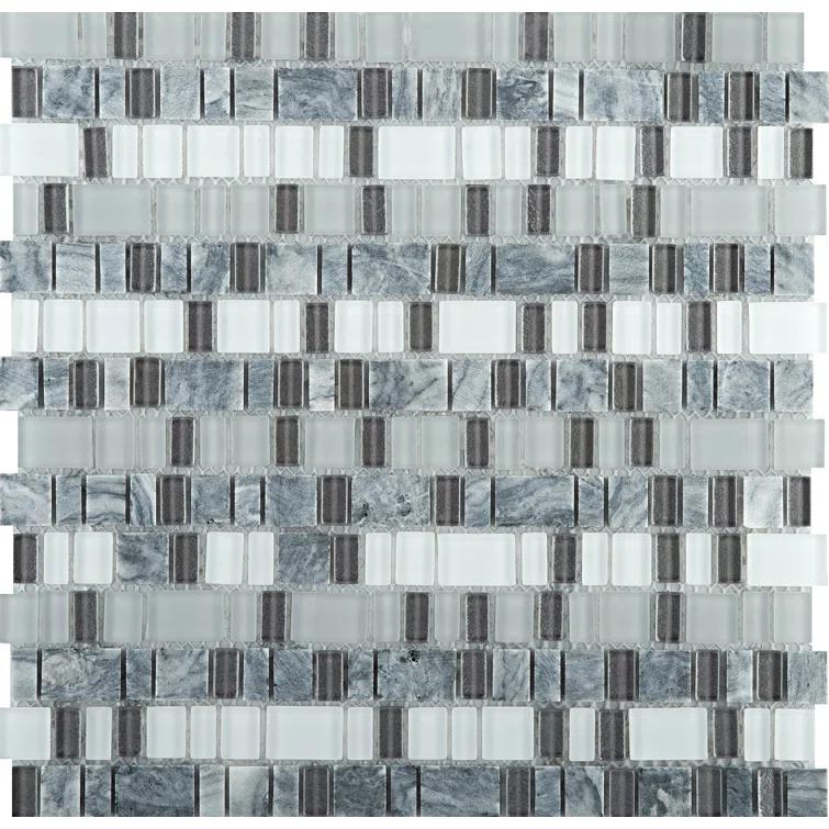 Unique Stone and Glass Blend Epic 12.05 in. x 12.17 in. Glossy/Matte Glass Mosaic Tile - 1 Each (1.02 sq. ft.)