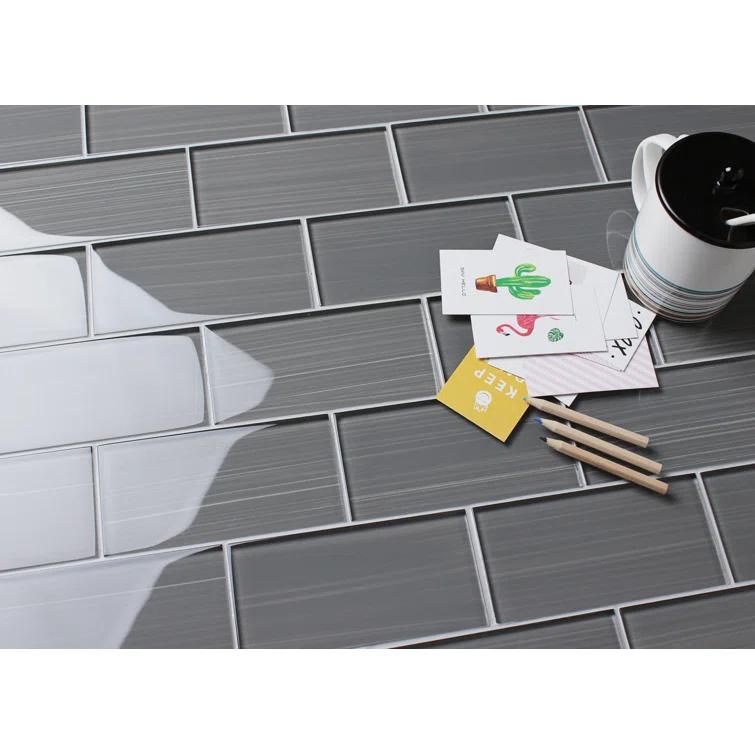 Premium Hand Painted 3" x 6" Straight Edge Glass Mosaic Subway Tile