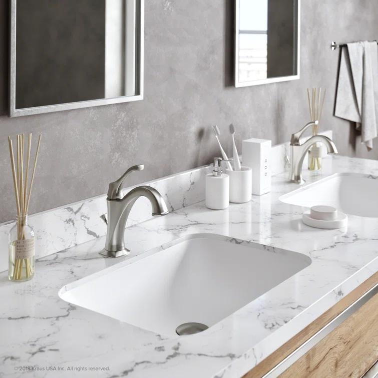 Kraus Arlo Single Hole 1-Handle WaterSense Bathroom Sink Faucet with Drain and Deck Plate