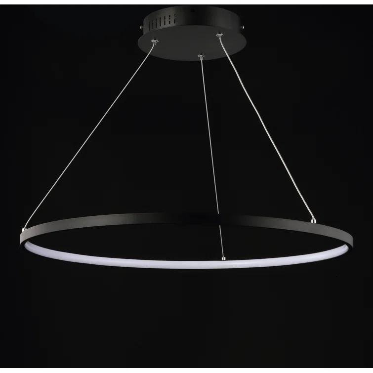 Bradley 15.7" Round Integrated LED Metal Pendant, Matte Black