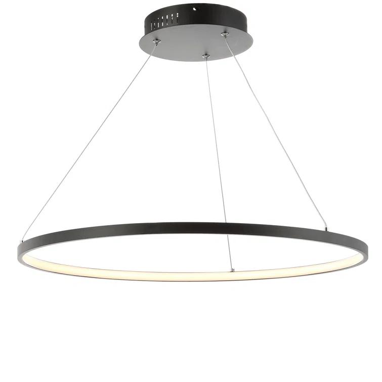Circulo 35" Metal Round Modern Contemporary LED Integrated Pendant, Black