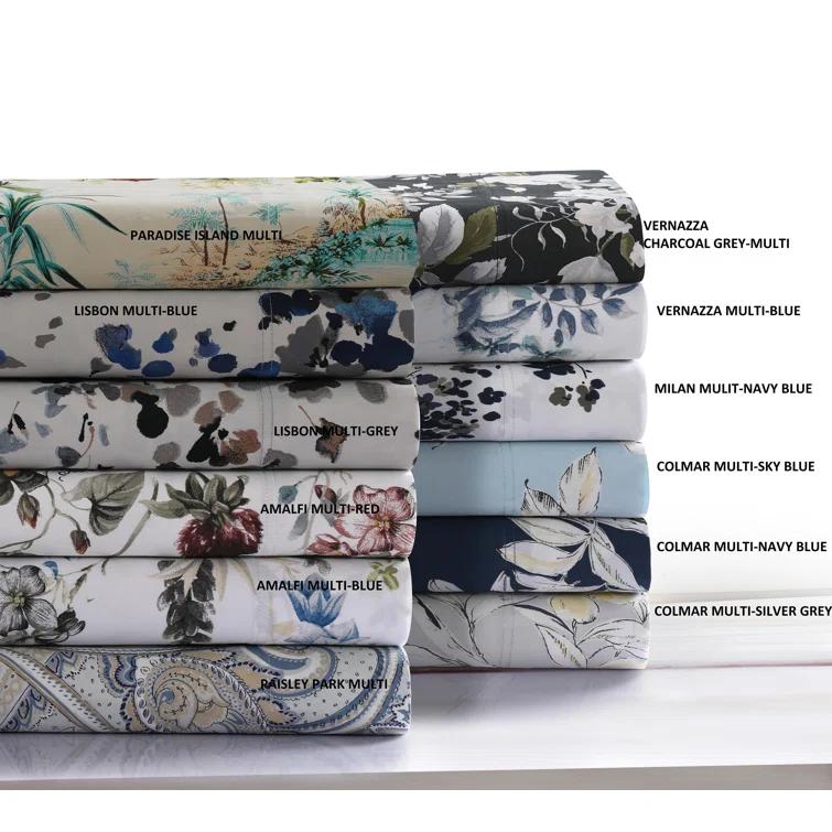 Tribeca Living Tribeca Living Printed 300 Thread Count Sheets 100% Cotton Floral Sheet Set