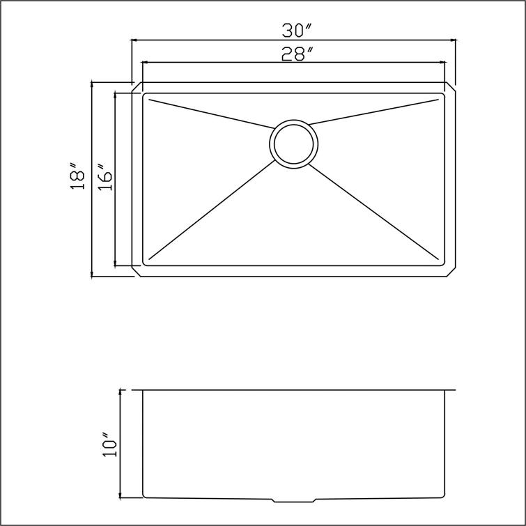 Wells Sinkware NCU3018-10-1 New Chef’s 30'' L Undermount Single Bowl Stainless Steel Kitchen Sink