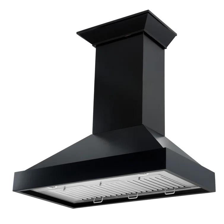 ZLINE 36 in. Convertible Vent Wooden Wall Mount Range Hood in Walnut