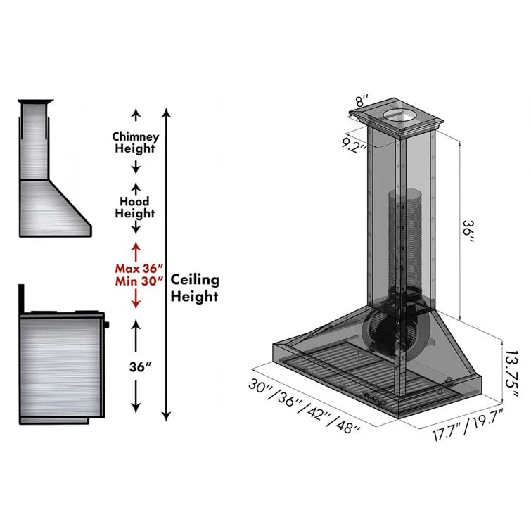 ZLINE 36 in. Convertible Vent Designer Series Wall Mount Range Hood (KB2-BCXXX-36)