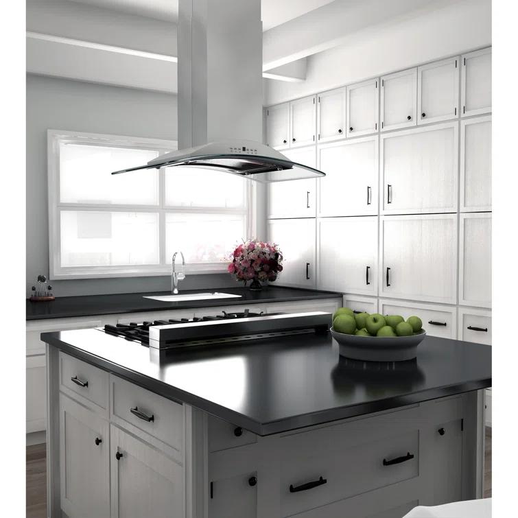 ZLINE 30 in. Convertible Vent Isl& Mount Range Hood in Stainless Steel & Glass (GL9i-30)