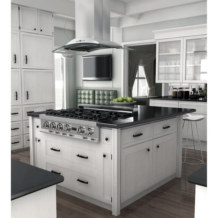 ZLINE 30 in. Convertible Vent Isl& Mount Range Hood in Stainless Steel & Glass (GL9i-30)