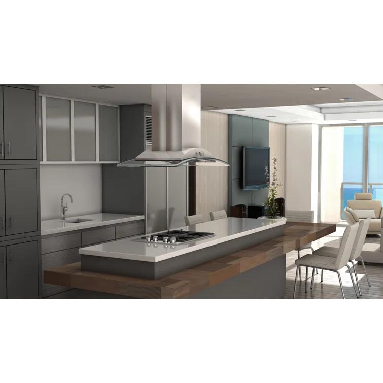 ZLINE 30 in. Convertible Vent Isl& Mount Range Hood in Stainless Steel & Glass (GL9i-30)