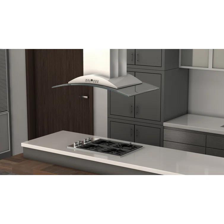 ZLINE 30 in. Convertible Vent Isl& Mount Range Hood in Stainless Steel & Glass (GL9i-30)