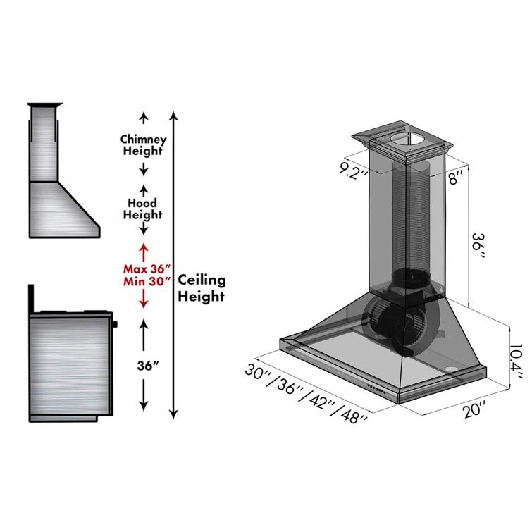 Satin ZLINE 30 in. Designer Series Satin Stainless Steel Convertible Vent Wall Mount Range Hood