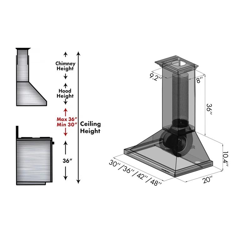 Satin ZLINE 30 in. Designer Series Satin Stainless Steel Convertible Vent Wall Mount Range Hood