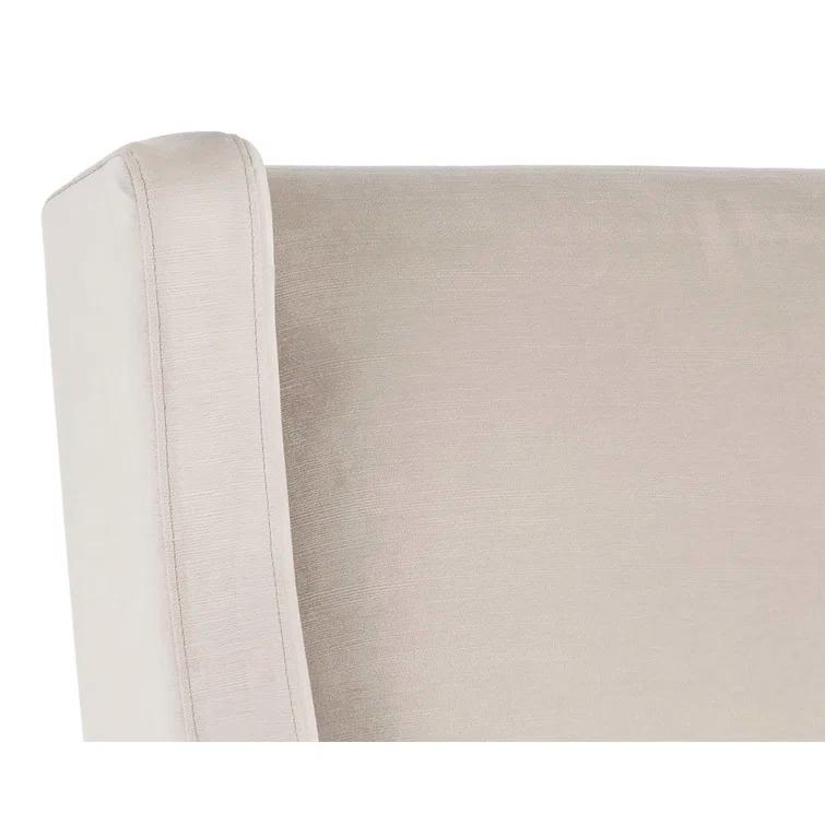 Elegant Wingback Upholstered Arm Chair in Piccolo Prosecco with Smoked Brown Legs