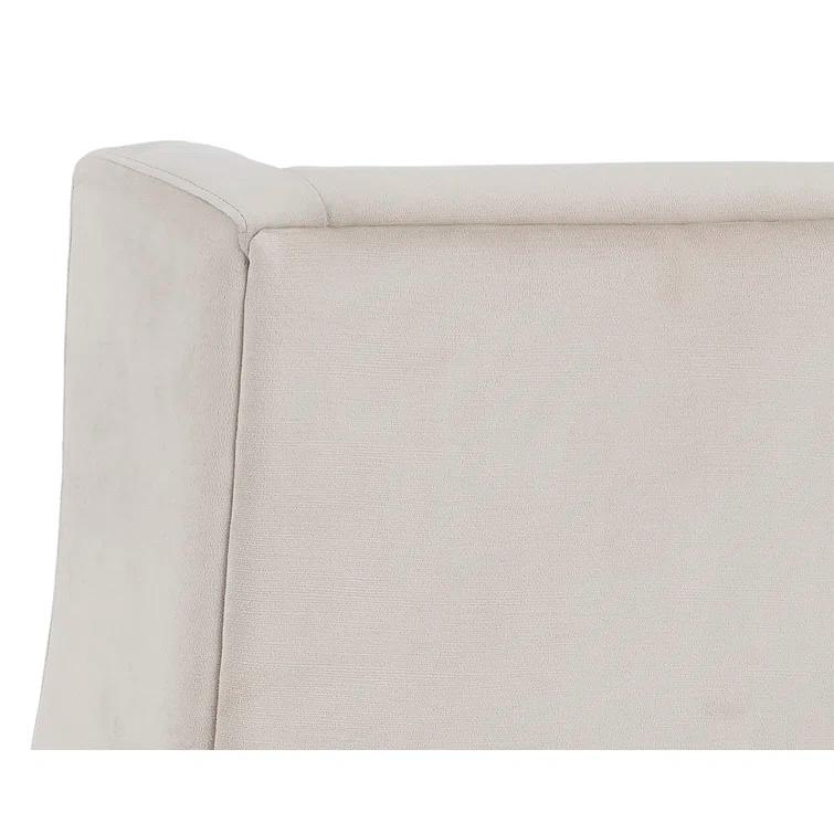 Elegant Wingback Upholstered Arm Chair in Piccolo Prosecco with Smoked Brown Legs