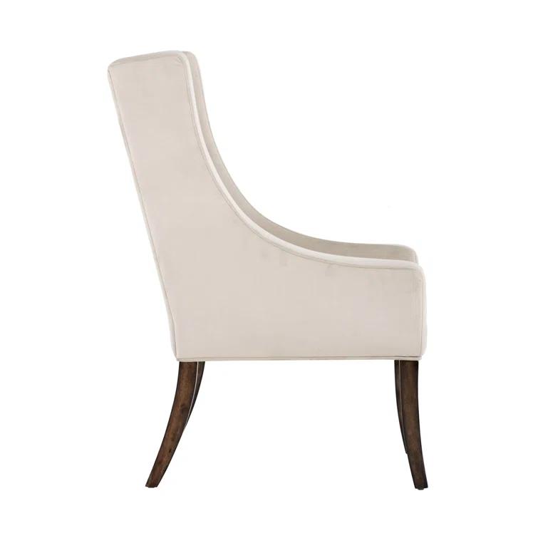 Elegant Wingback Upholstered Arm Chair in Piccolo Prosecco with Smoked Brown Legs