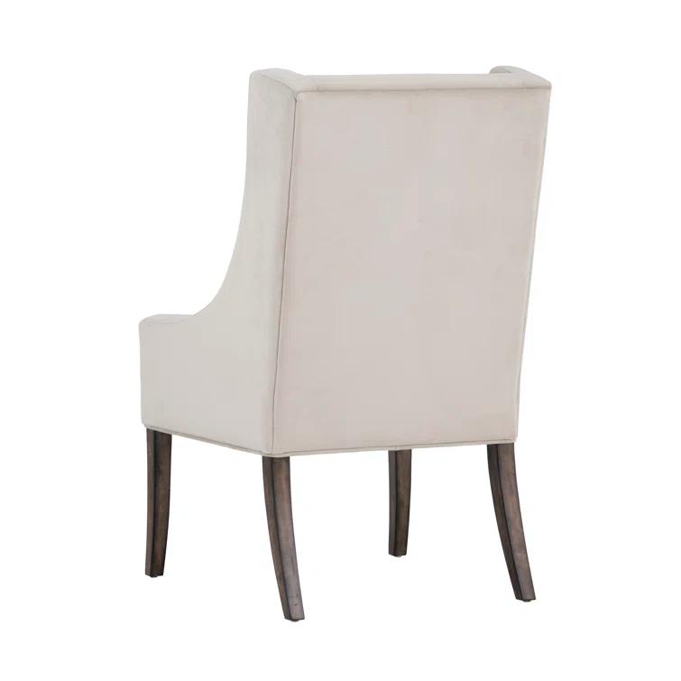 Elegant Wingback Upholstered Arm Chair in Piccolo Prosecco with Smoked Brown Legs