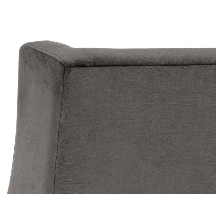 Elegant Wingback Gray Upholstered Arm Chair with Smoked Oak Legs