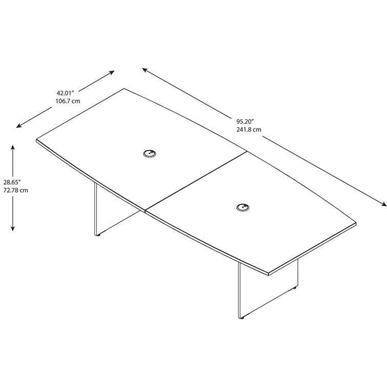 BBF 96W x 42D Boat Shaped Conference Table with Wood Base
