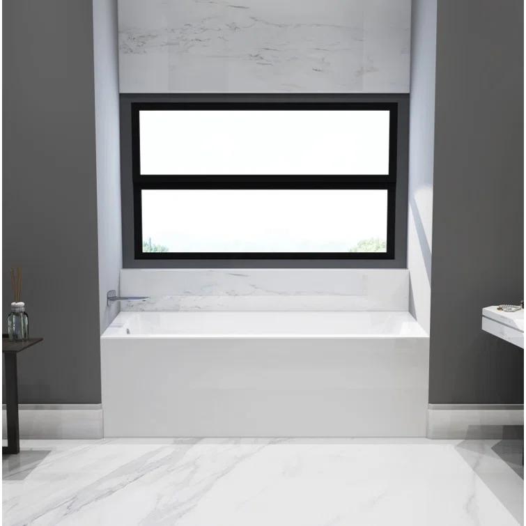 Kingston Brass Aqua Eden 66-Inch Acrylic Rectangular 3-Wall Alcove Tub