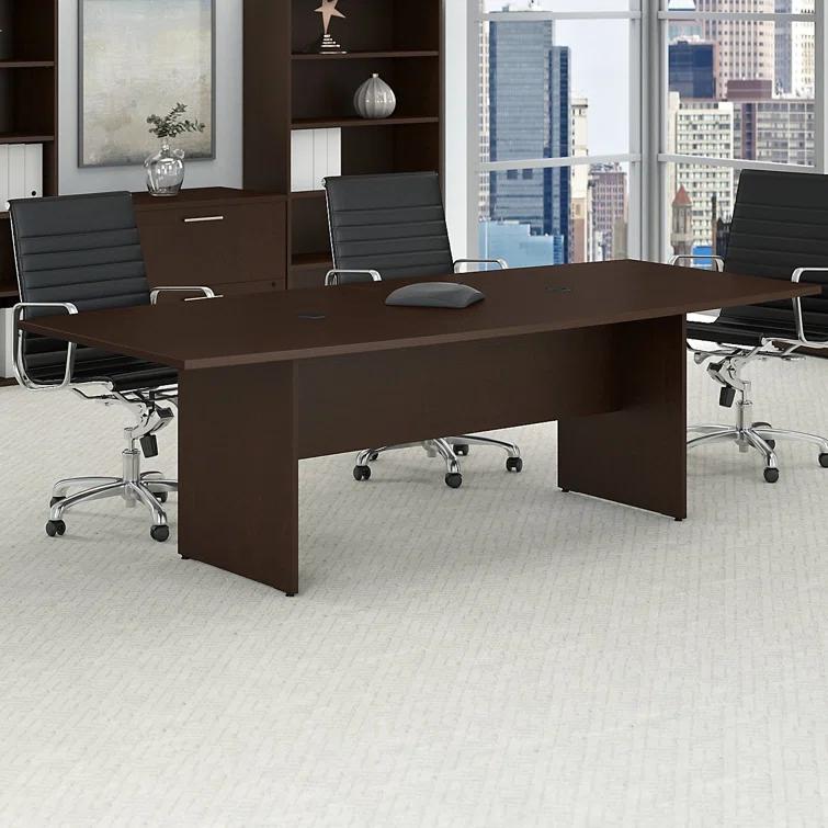 BBF 96W x 42D Boat Shaped Conference Table with Wood Base