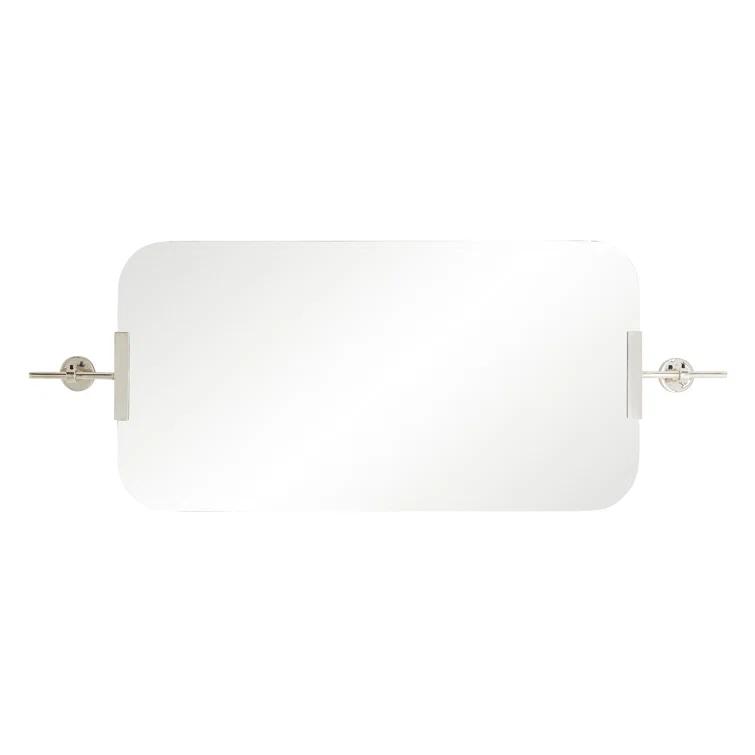 Polished Nickel Rectangular Wall Mirror with Rounded Edges