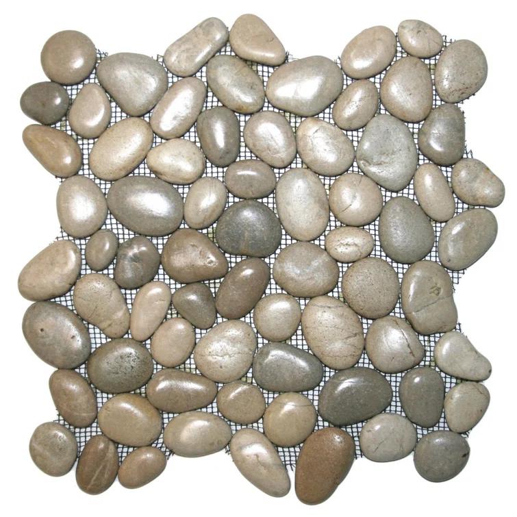 Amazon Random Sized Java Tan Natural Stone Mosaic Tile - 12"x12" Mesh Backed Sheet Indoor Use - 1 Sq. Ft.