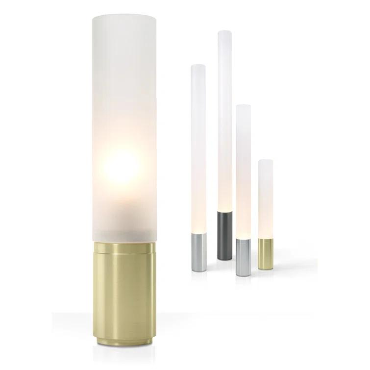 Elise 18" Silver Machined Aluminum Table Lamp with Frosted Acrylic