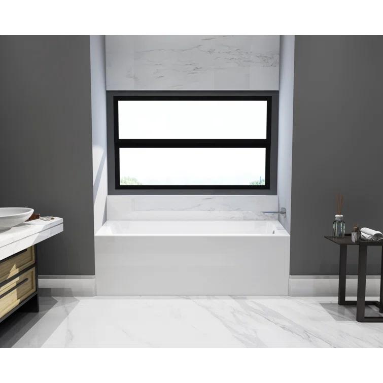 Kingston Brass Aqua Eden 66-Inch Acrylic Rectangular 3-Wall Alcove Tub