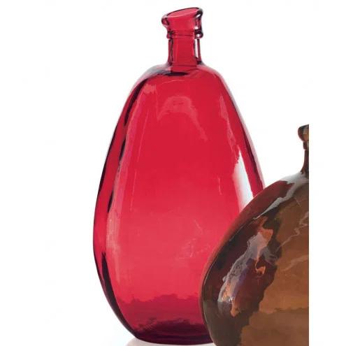 VivaTerra Recycled Tall Glass Balloon Vase, 19" - Red
