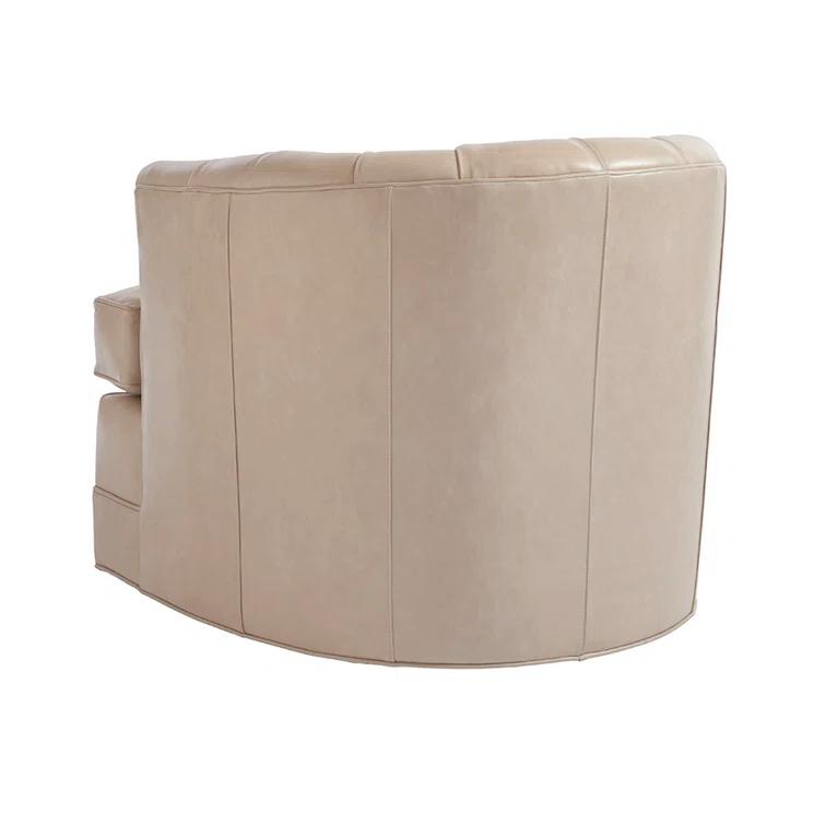 Barclay Butera Upholstery Leather Swivel Barrel Chair