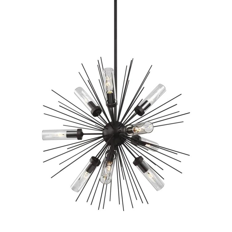 Oil Rubbed Bronze Sputnik Outdoor Chandelier with Clear Glass Shades