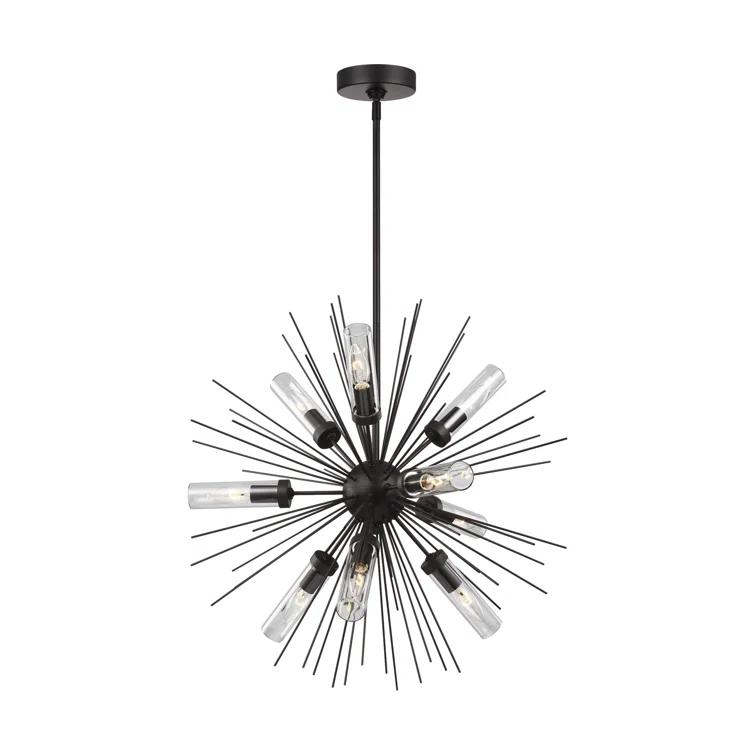Oil Rubbed Bronze Sputnik Outdoor Chandelier with Clear Glass Shades