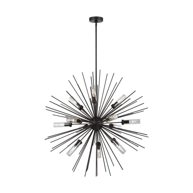 Oil Rubbed Bronze Sputnik 12-Light Outdoor Chandelier with Clear Glass
