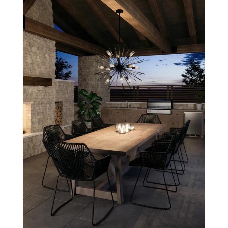 Oil Rubbed Bronze Sputnik Outdoor Chandelier with Clear Glass Shades